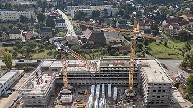 Drohnenbild Baustelle MOLENO Projekt Dienstleistungszentrum Eisenberg, Thüringen