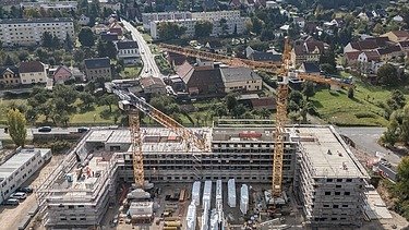 Drohnenbild Baustelle MOLENO Projekt Dienstleistungszentrum Eisenberg, Thüringen