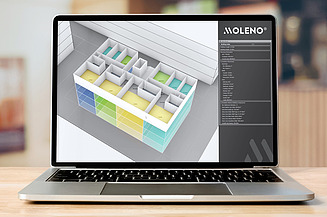 Ansicht eines Bildschirmes mit einem Planungskonfigurator für das MOLENO Bausystem