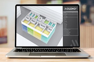 Ansicht eines Bildschirmes mit einem Planungskonfigurator für das MOLENO Bausystem