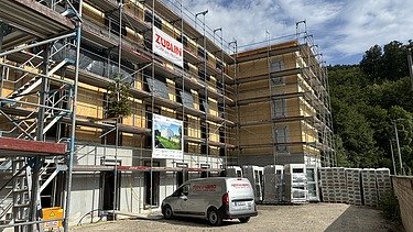 Baustellenbild des Rohbaus der Gemeinschaftsunterkunft in Ettlingen