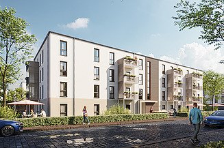 Ansicht GdW-Gebäude von ZÜBLIN in serieller Holz-Hybridbauweise