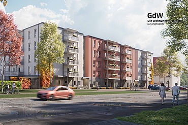 Visualisierung eines Seniorenwohnheims in Holz-Hybridbausweise in Leipzig