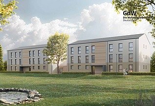Visualisierung eines Wohngebäudes in Holz-Hybridbausweise in Landshut