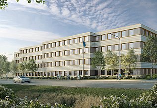 Dienstleistungszentrum Eisenberg, Visualisierung des Neubaus in Holz-Hybridbauweise