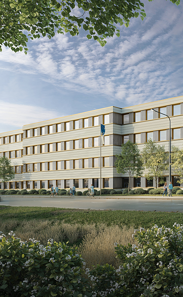 Dienstleistungszentrum Eisenberg, Visualisierung des Neubaus in Holz-Hybridbauweise