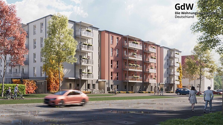 Visualisierung eines Seniorenwohnheims in Holz-Hybridbausweise in Leipzig