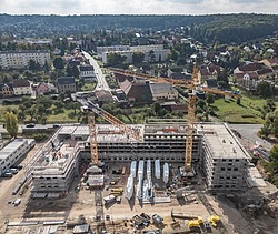 Drohnenbild Baustelle MOLENO Projekt Dienstleistungszentrum Eisenberg, Thüringen
