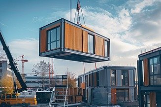 KI Bild eines Modul-Elements am Kran